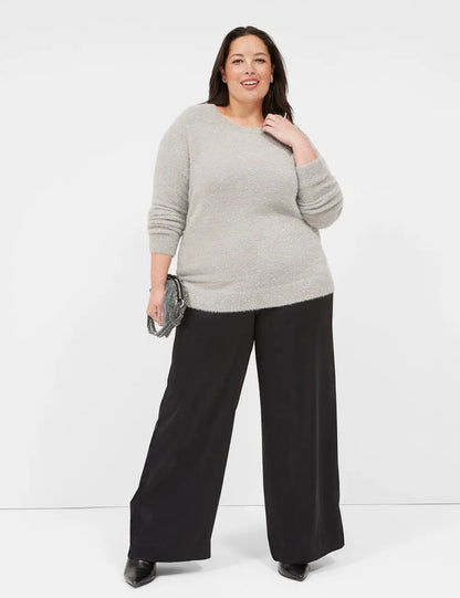Lurex Crew-Neck Eyelash Sweater
