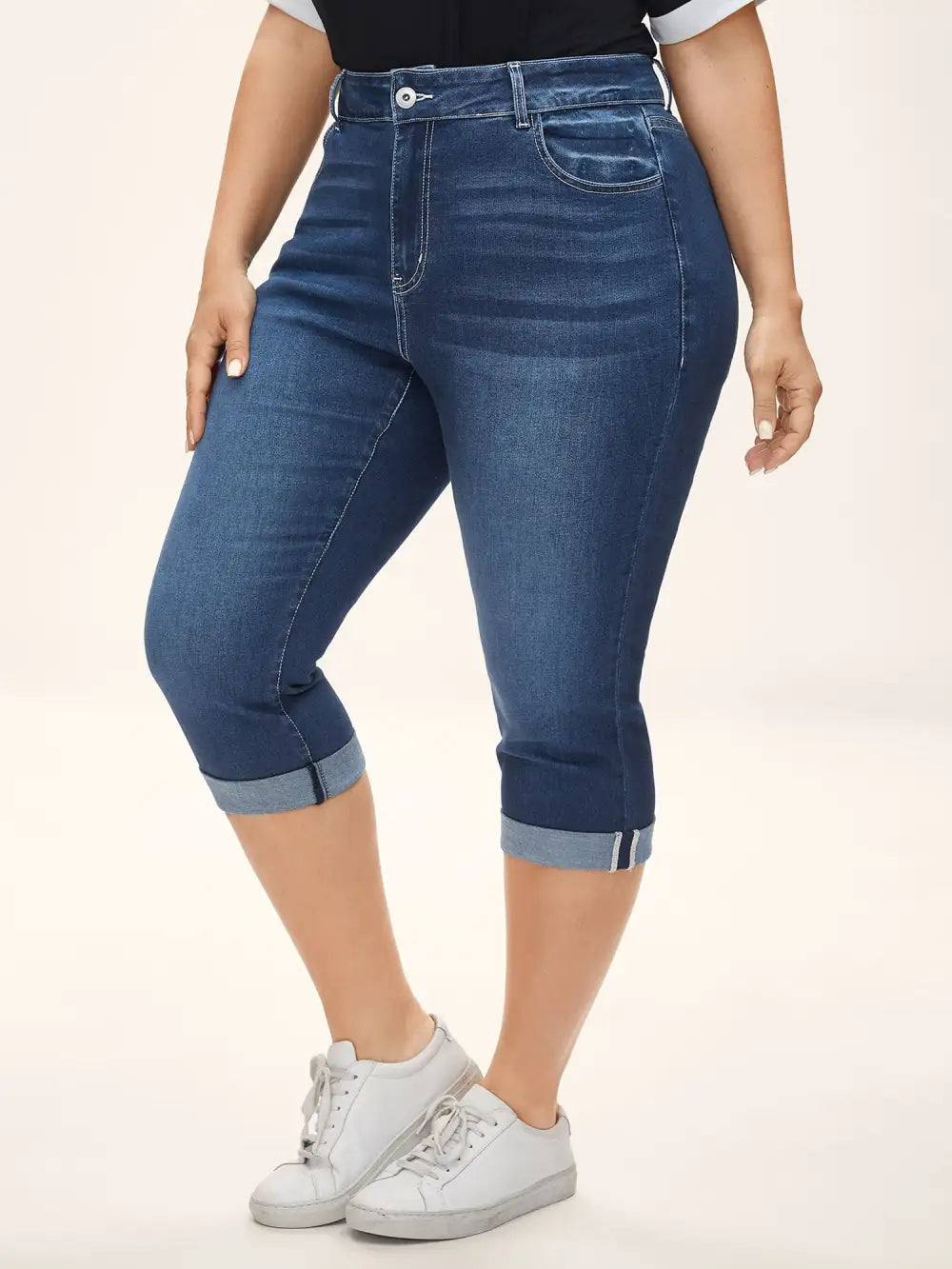 Whiskered Wash Crop Skinny-Fit Jeans