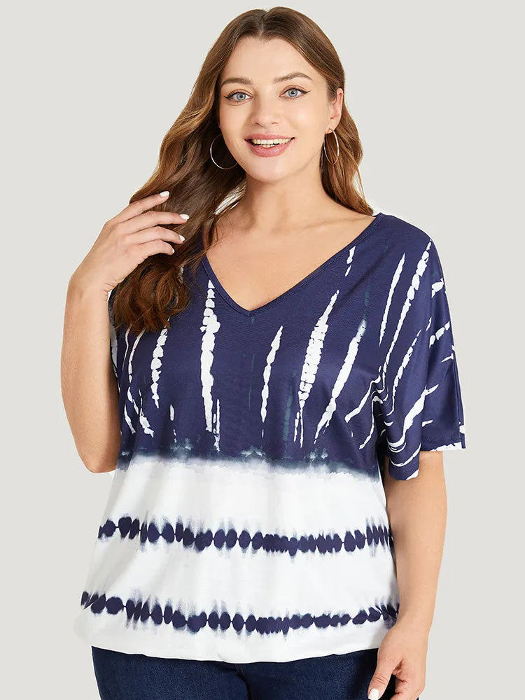Tie Dye Batwing Sleeve T-shirt