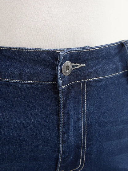 Very Stretchy High Rise Dark Wash Denim Shorts