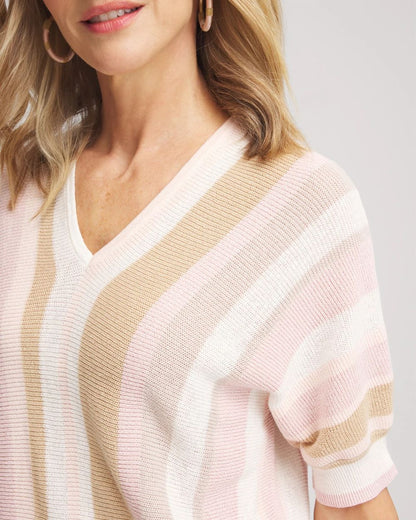 Stripe V-Neck Pullover Sweater