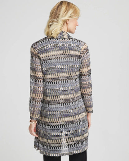 TravelersTM Knit Chevron Open-Front Cardigan