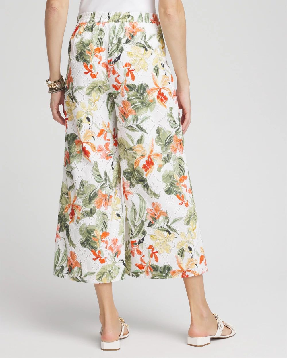Floral Eyelet Culotte Pants