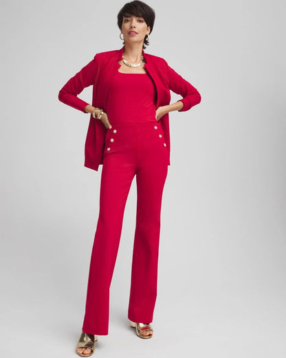 Petite Juliet Ponte Button Detail Flare Pants