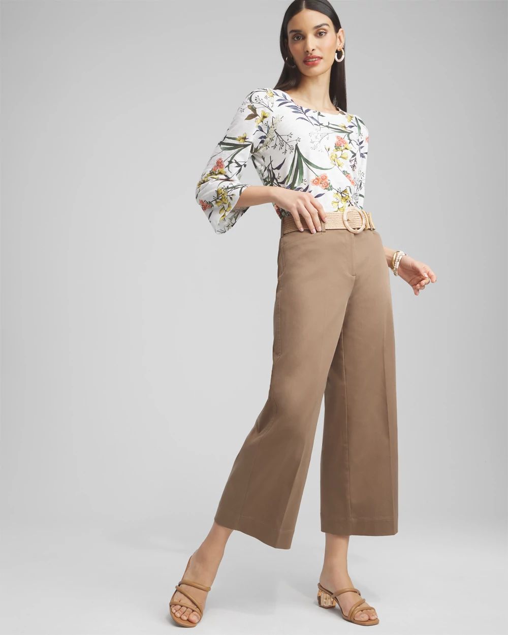 Cotton Sateen Cropped Pants