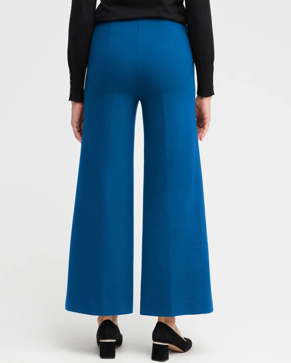Ponte Pintuck Wide Leg Ankle Pants