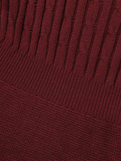 Cable Knit Fit-And-Flare Midi Sweater Dress
