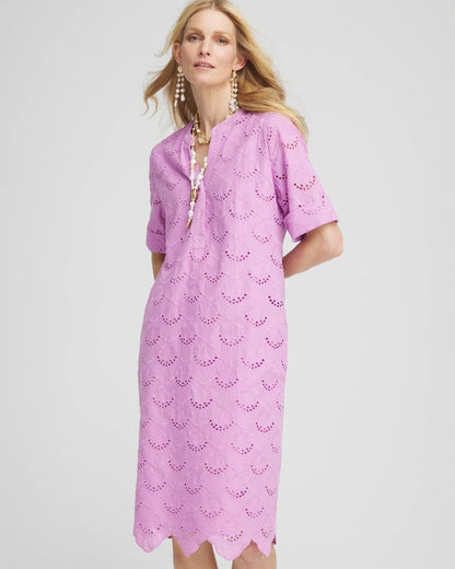 Eyelet Popover Dress