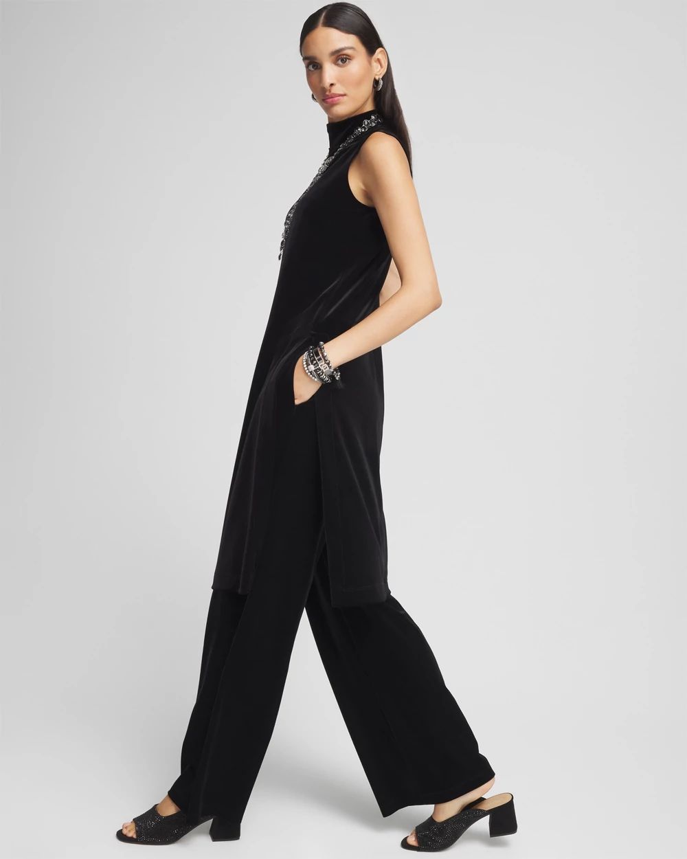 Petite TravelersTM Velvet Wide Leg Pant