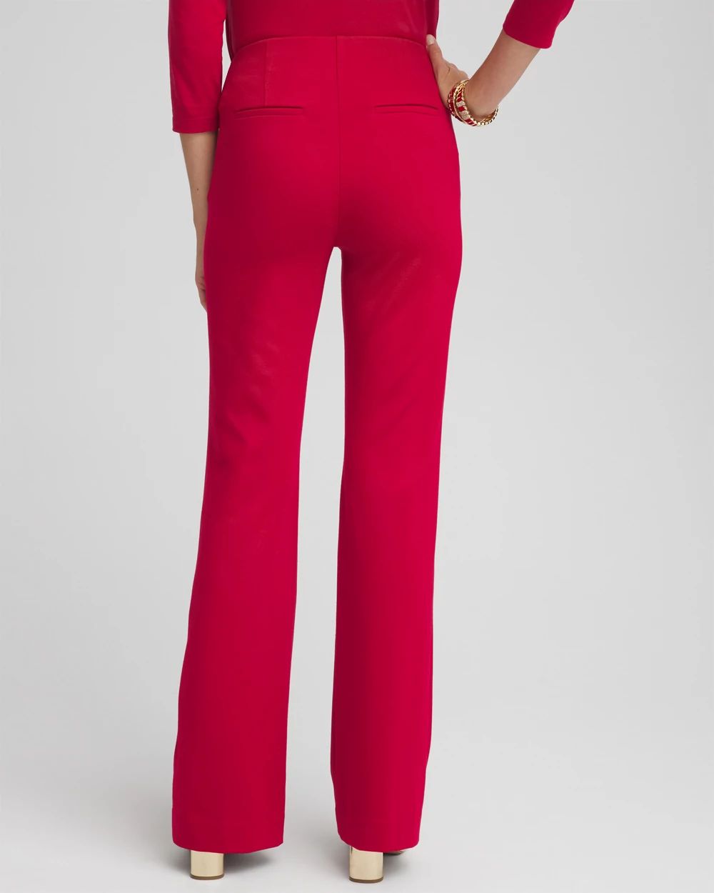 Petite Juliet Ponte Button Detail Flare Pants