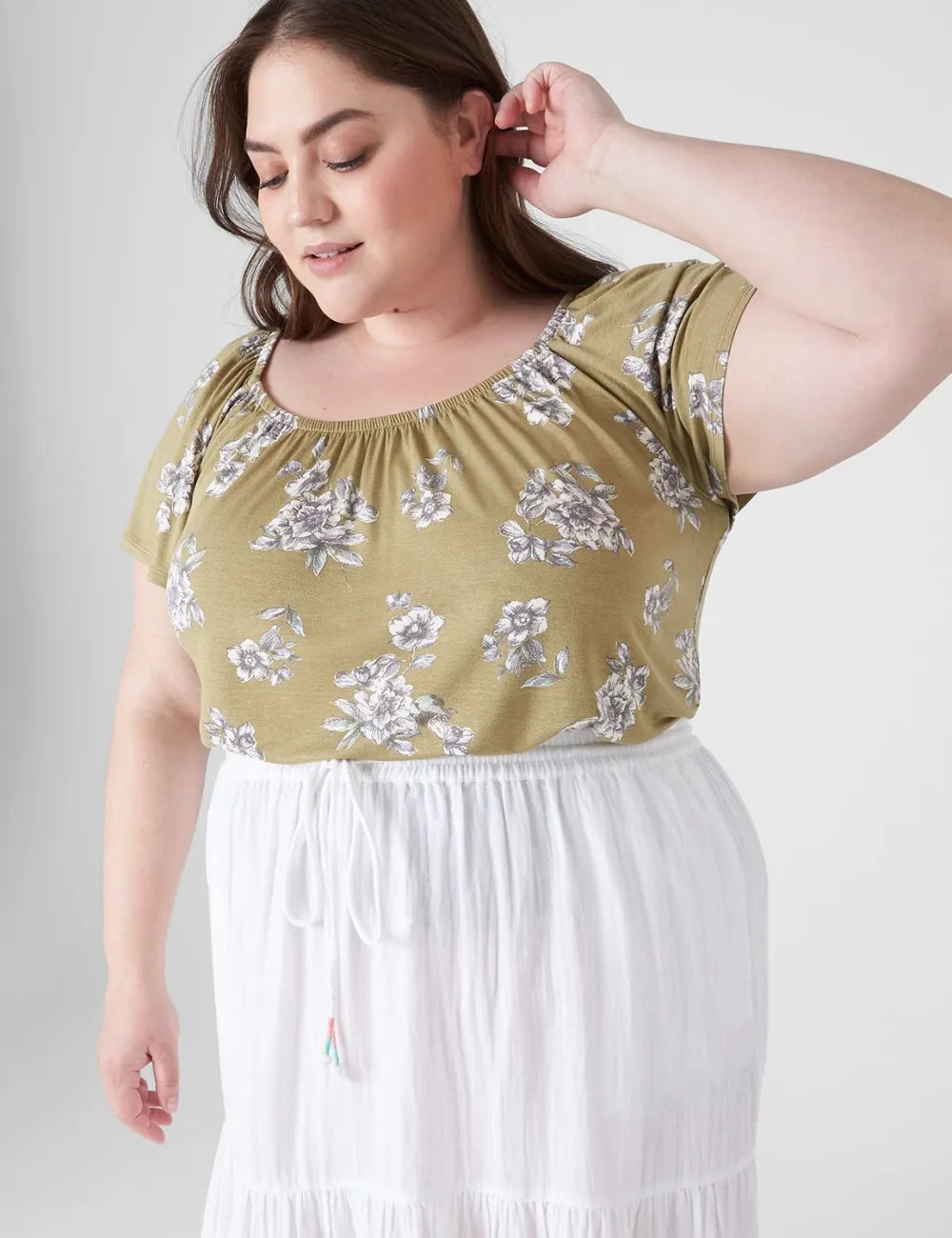 Flutter-Sleeve Square-Neck Knit Top