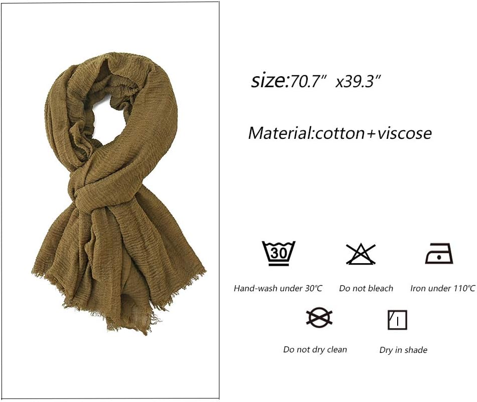 Soft Cotton Hemp Scarf Wrap Long Hijab Scarves for Women