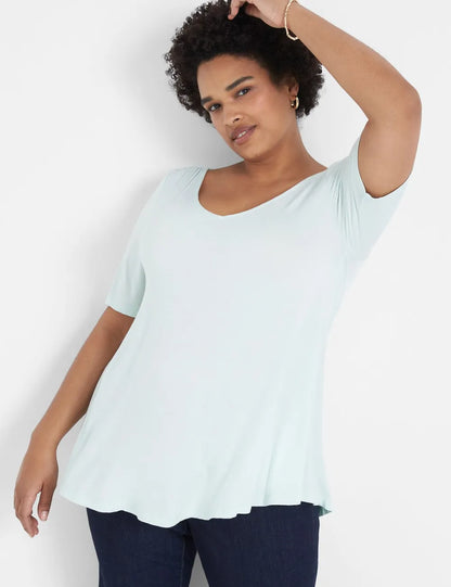 Modern Swing Perfect Sleeve Ruched-Shoulder Tee