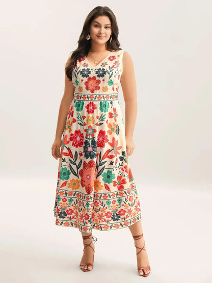Floral Drama Cinched-Waist Maxi Dress