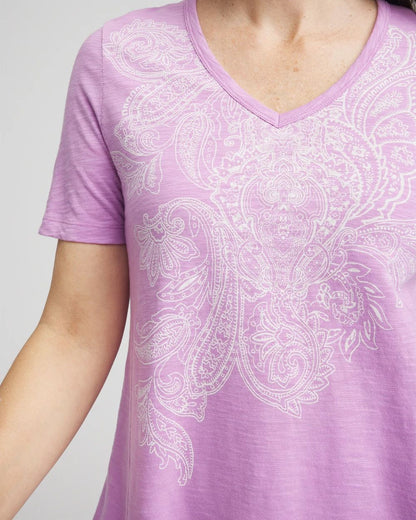 Paisley Slub V-Neck Tee