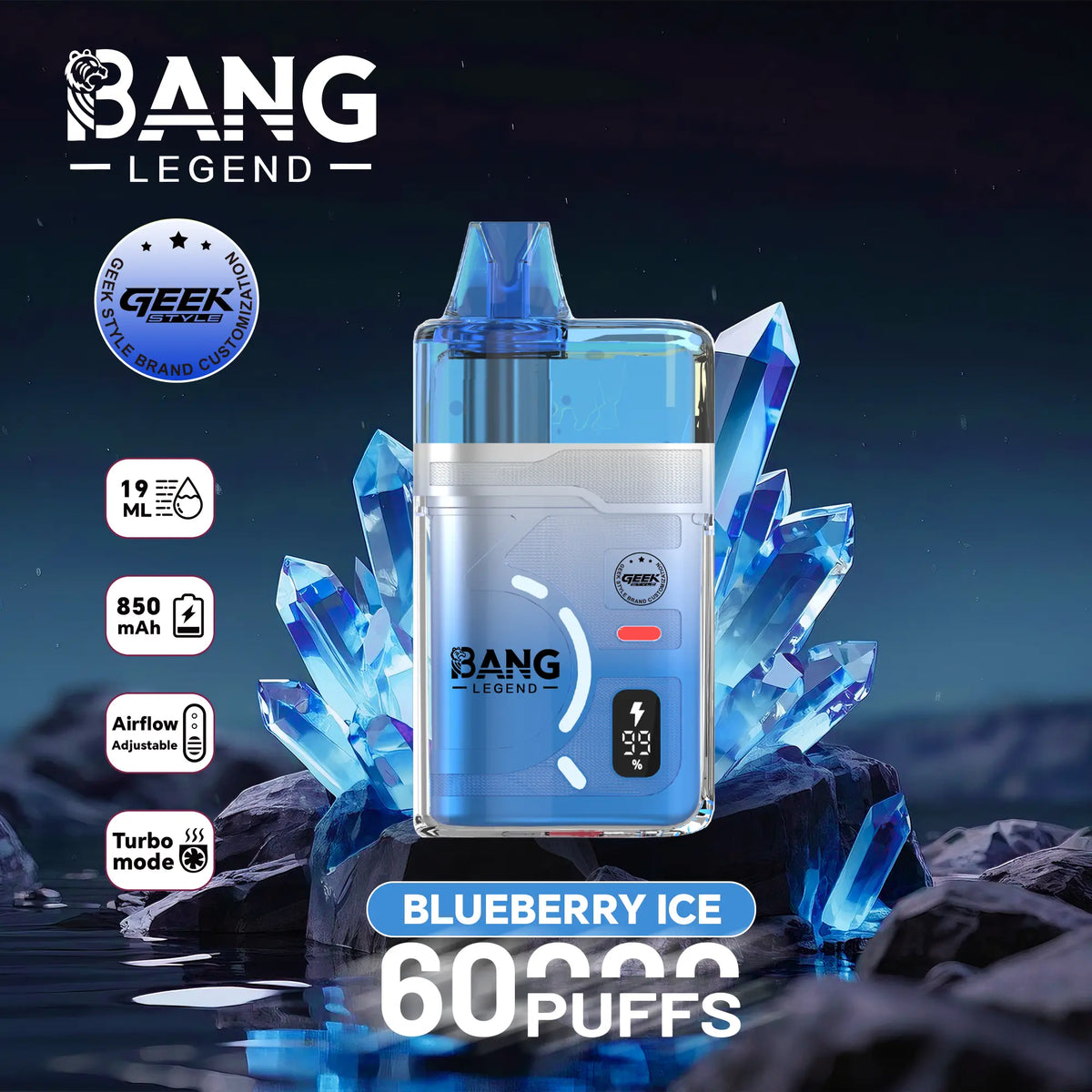 Bang Legend Geek 60000 60K Puffs Airflow Adjustable & Turbo Mode Disposable Vape