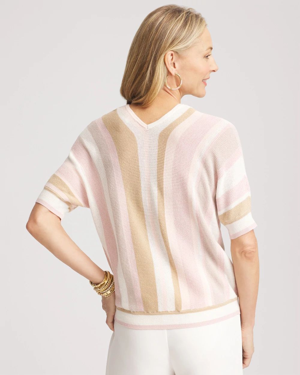 Stripe V-Neck Pullover Sweater
