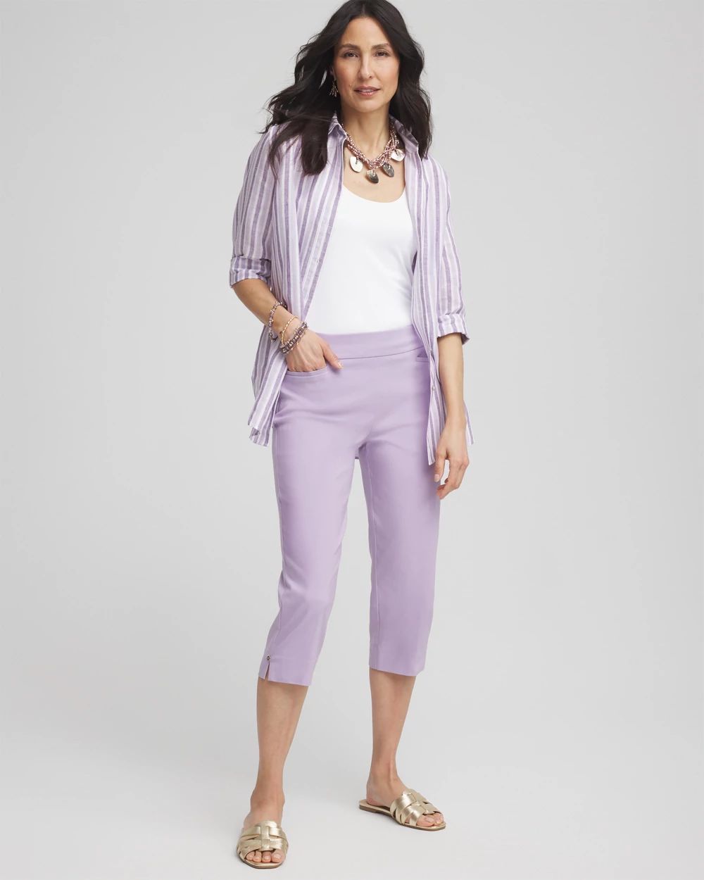 BrigitteTM Rivet Pull-On Capri Pants