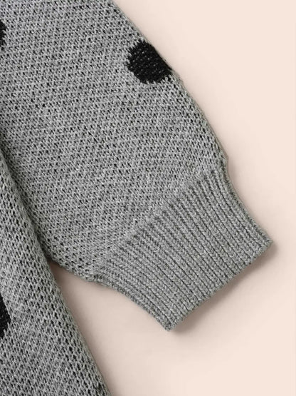 Polka Dot Hooded Patch Pocket Pullover