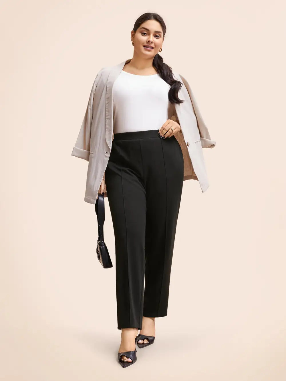 Solid Elastic Waist Pocket Leggings