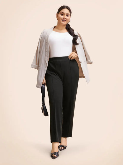 Solid Elastic Waist Pocket Leggings