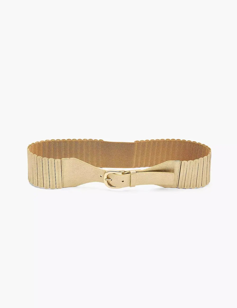 Metallic Faux-Leather Stretch Accordion Belt