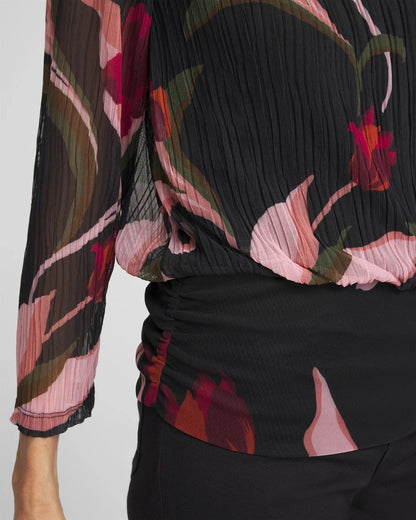 Textured Mesh Banded Hem Top