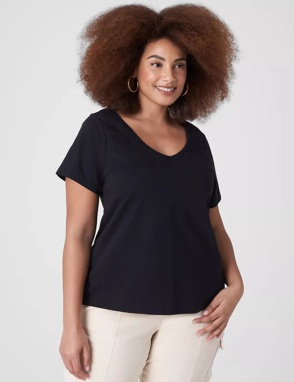 Flutter-Sleeve Embroidered Tee
