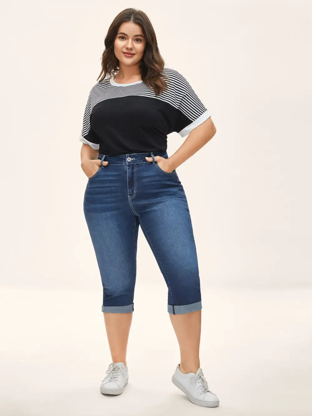Whiskered Wash Crop Skinny-Fit Jeans