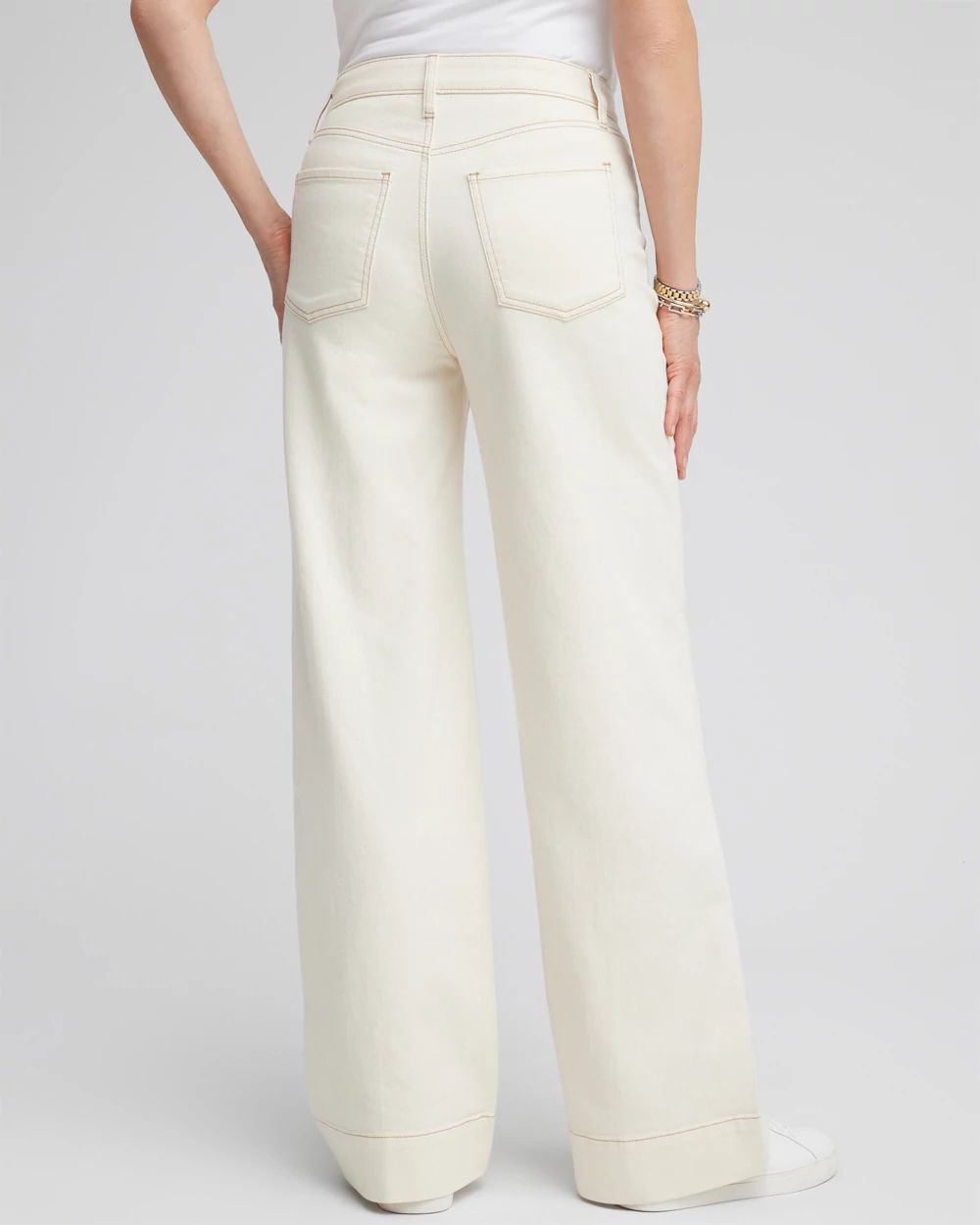Pintuck High Rise Wide Leg Jeans