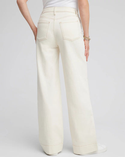Pintuck High Rise Wide Leg Jeans
