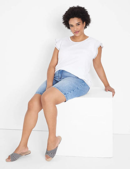 Woven Flutter-Sleeve Tee