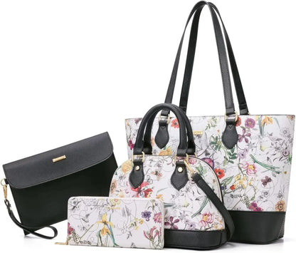 4PCS Women Fashion Handbags Purses Wallet Tote Shoulder Bags