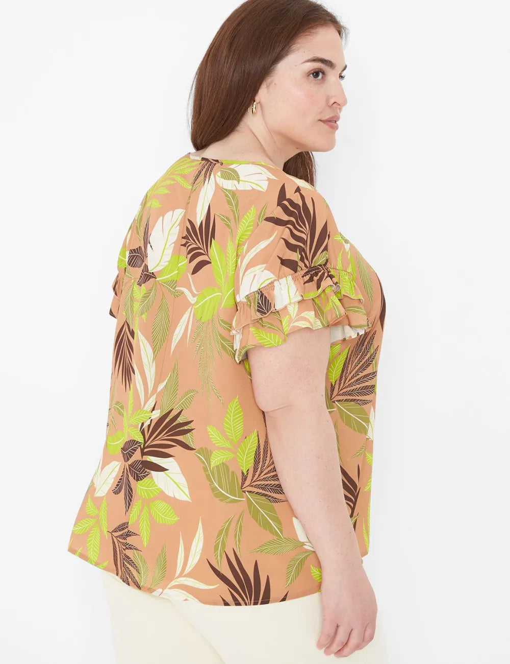 Flutter-Sleeve Crew-Neck Top