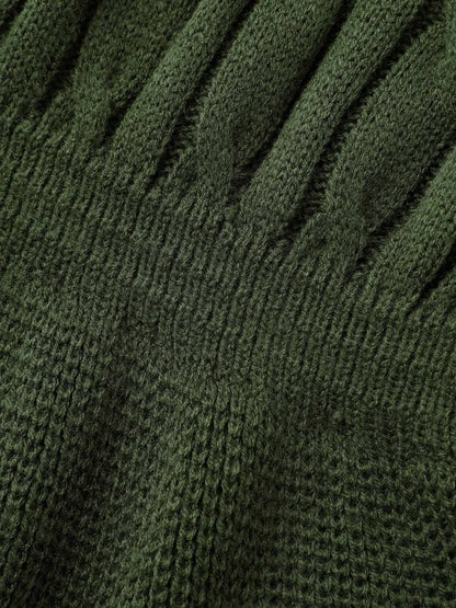 Texture Cable Knit Button Detail Pullover