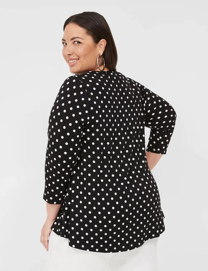 Swing 3/4-Sleeve Smocked Yoke Top