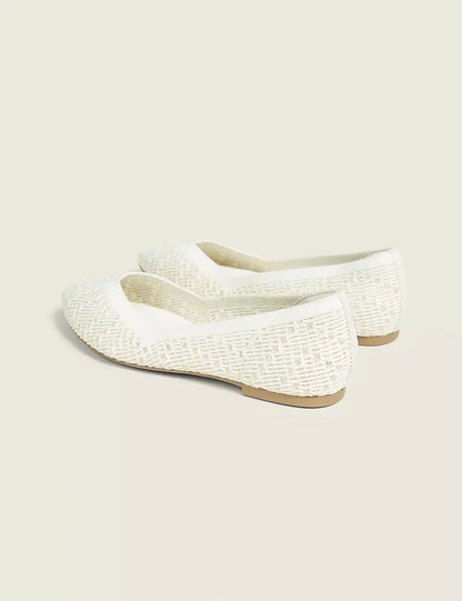 Stretch Knit Pointed Toe Ballet Flat