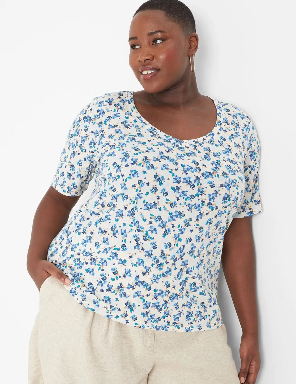 Modern Perfect Sleeve V-Neck Tee