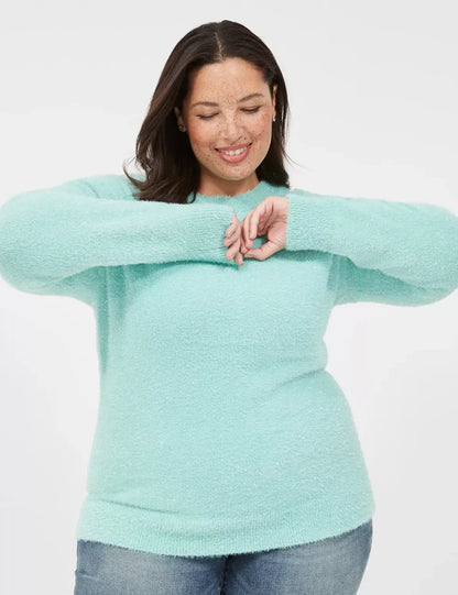 Lurex Crew-Neck Eyelash Sweater
