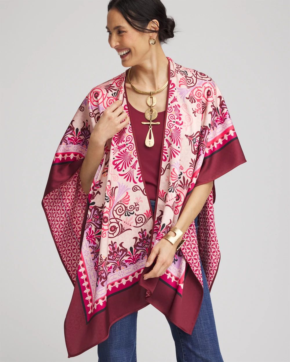Reversible Mirage Print Ruana