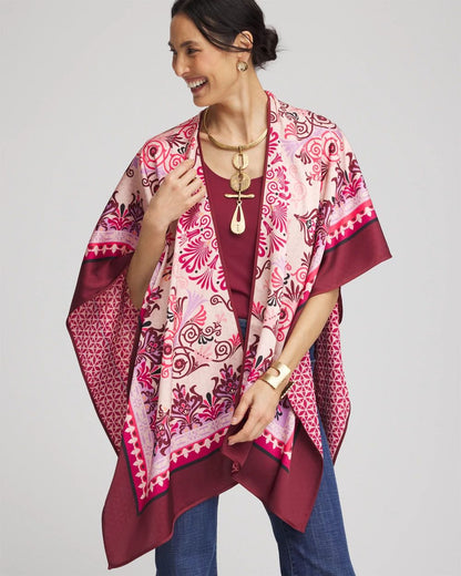 Reversible Mirage Print Ruana