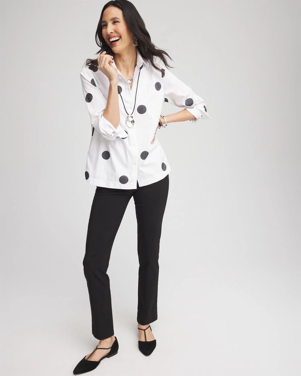 No IronTM Polka-Dot Jacquard Shirt