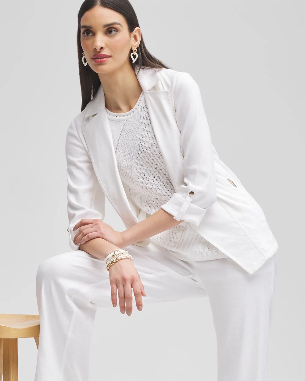 Linen Blend Stretch Blazer