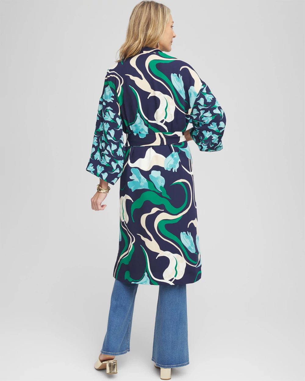 Long Wildflower Open-Front Kimono