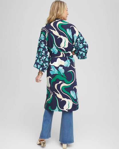 Long Wildflower Open-Front Kimono