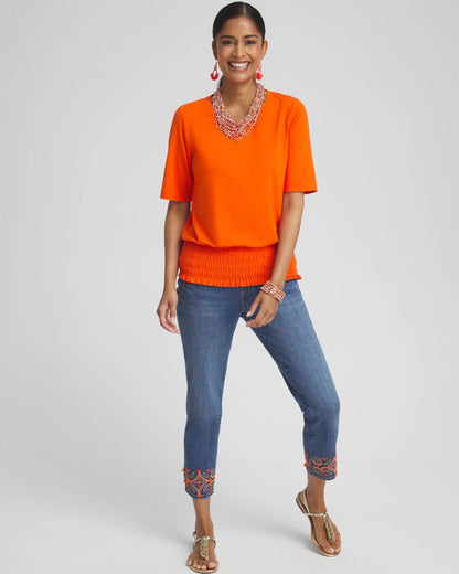 Touch of CoolTM Smocked Waist Tee
