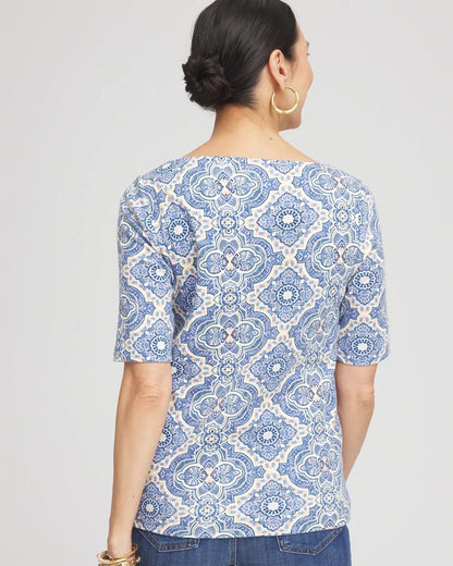 Tile Pima Bateau-Neck Tee