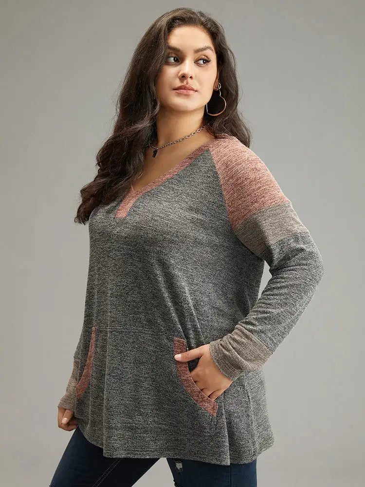 Contrast Pocket Raglan Sleeve T-Shirt