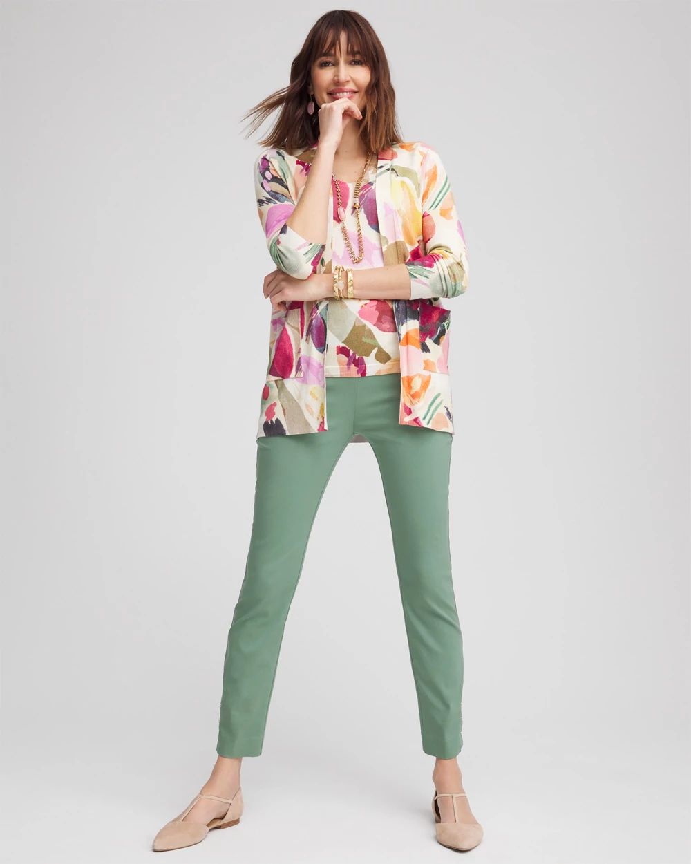 Floral Open-Front Cardigan