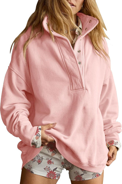 Sweatshirt for Women Oversized Henley Neck Pullover Top Fall Outfits